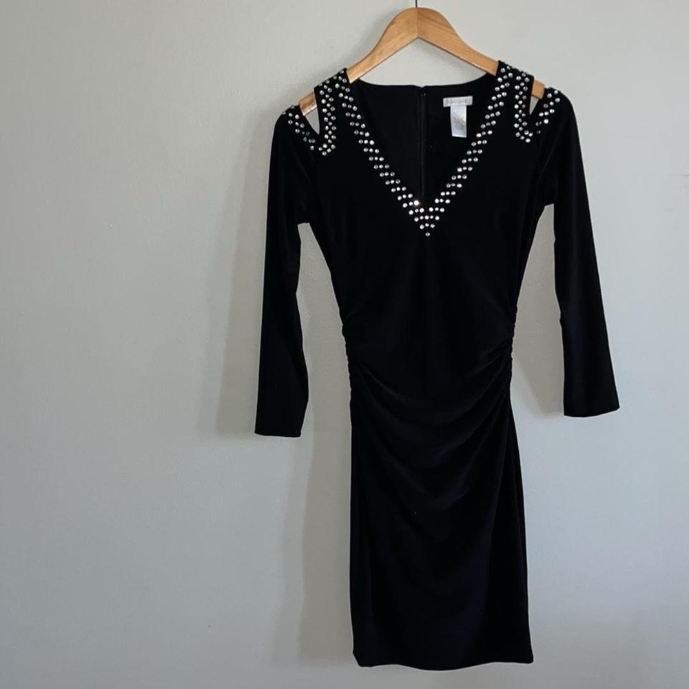 Cache Vintage Embellished Ruched Bodycon Dress